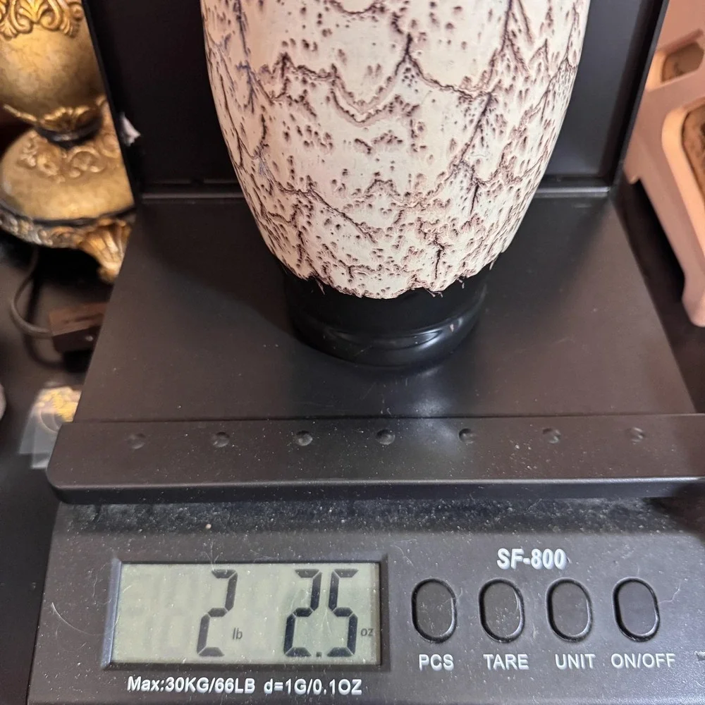 Vintage Haeger Lava Glaze Vase Black Brown Beige Textured‎ Art Deco Mid-Century
